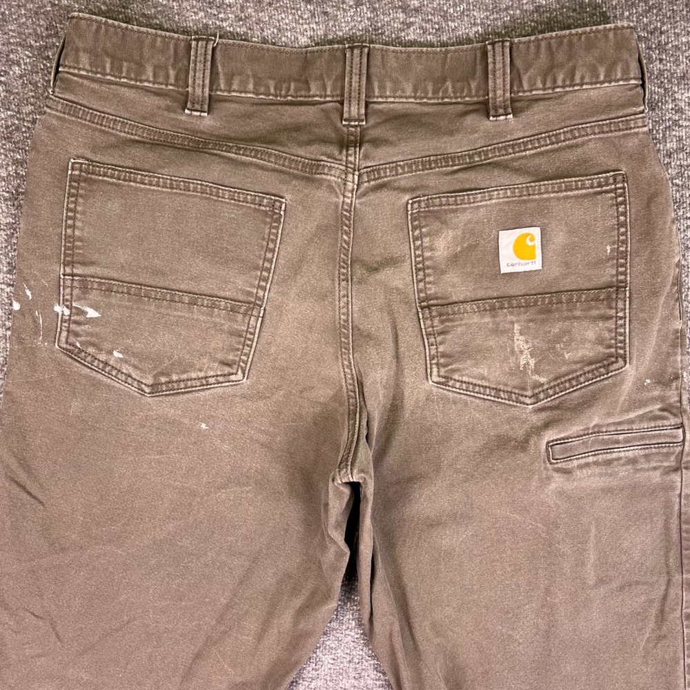 Carhartt Pants Mens 35x34 Brown Rugged Flex Relaxed Workwear Canvas Utility Work - Picture 14 of 16
